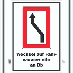 HB-Druck Wechsel auf die Fahrwasserseite Backbordseite Symbol und Text Aufkleber A7 (74x105mm)