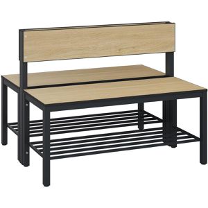 CP-Möbel Umkleidebank 8060-410, Sitzfläche Holz, 100 cm, mit Schuhrost, eiche / anthrazit, doppelt