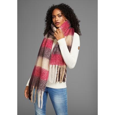 Modeschal LAURA SCOTT, Damen, bunt (pink, obergine), Web, Kunstfaser, gemustert, kariert, Modetücher, im trendigen Karo-Design in Maxi-Länge - in neuer Farbkombination