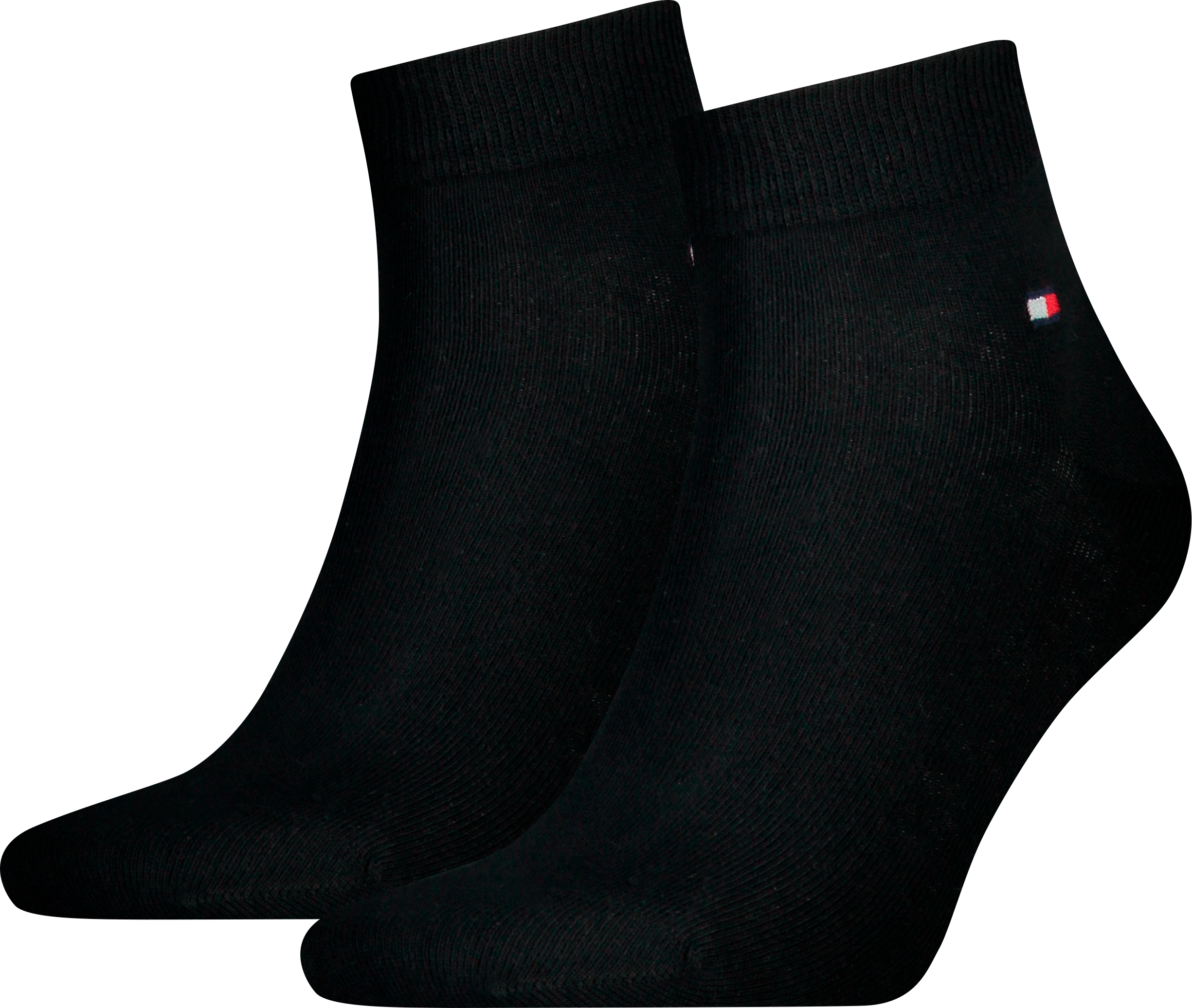 Kurzsocken TOMMY HILFIGER "TH MEN QUARTER 2P", Herren, Gr. 39-42, schwarz, Baumwollmischung, normal, Socken Kurzsocken, weicher, elastischer Rippenbund, klassisches Tommy Hilfiger Logo schwarz 39-42
