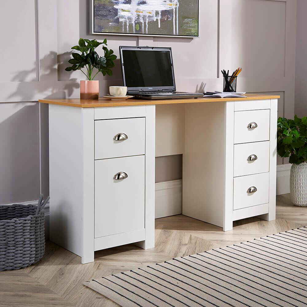Marlow Home Co. Aliea 135Cm W Rectangle Computer Desk with Cabinet White