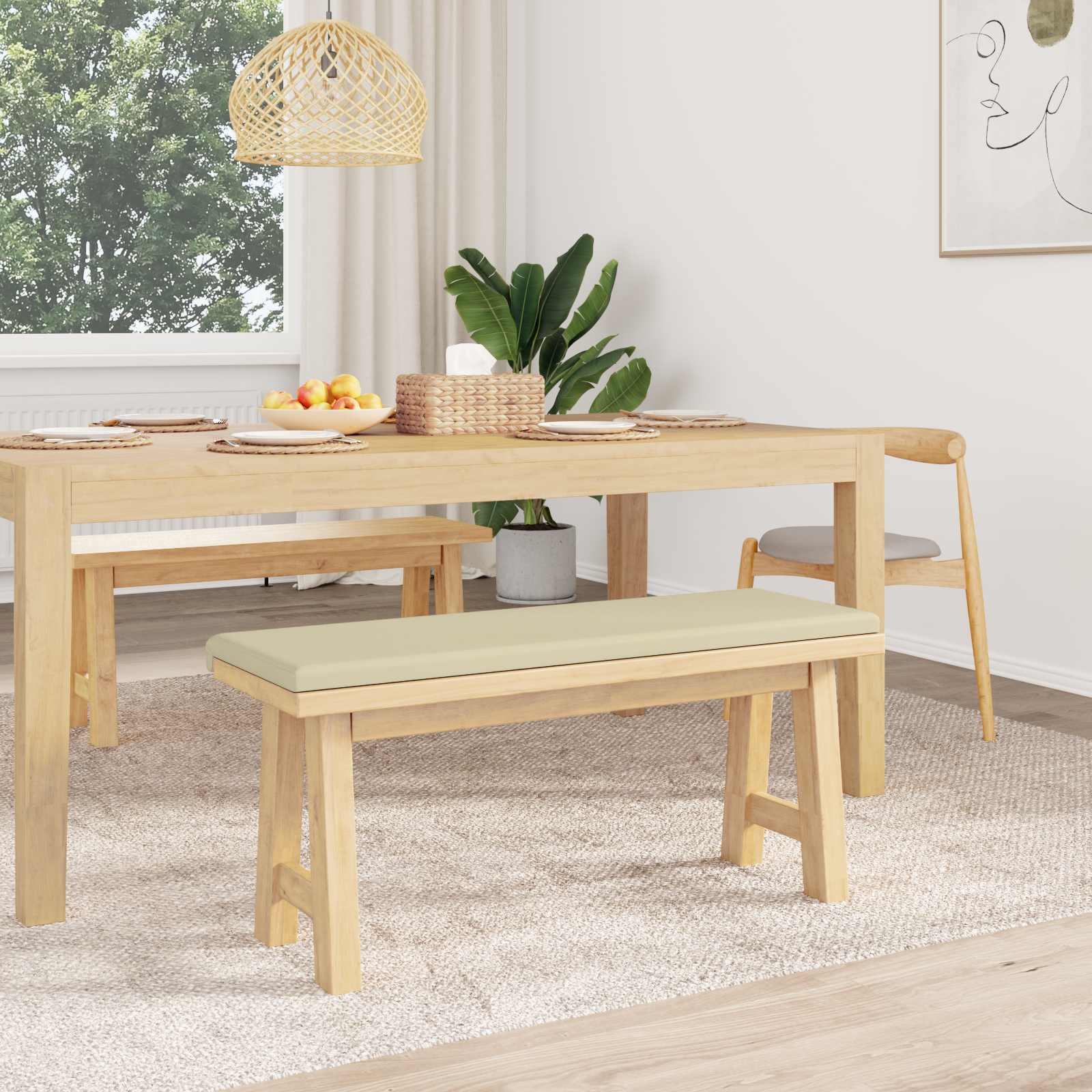 vidaXL Coussin de banc Simili cuir Crème Profondeur 35 cm