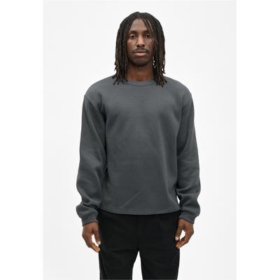 Sweatshirt CLEPTOMANICX "Double", Herren, Gr. S, dunkelgrau, 100% Baumwolle, unifarben, normal, Rundhals, Sweatshirts Sweatshirt, im klassischen Design