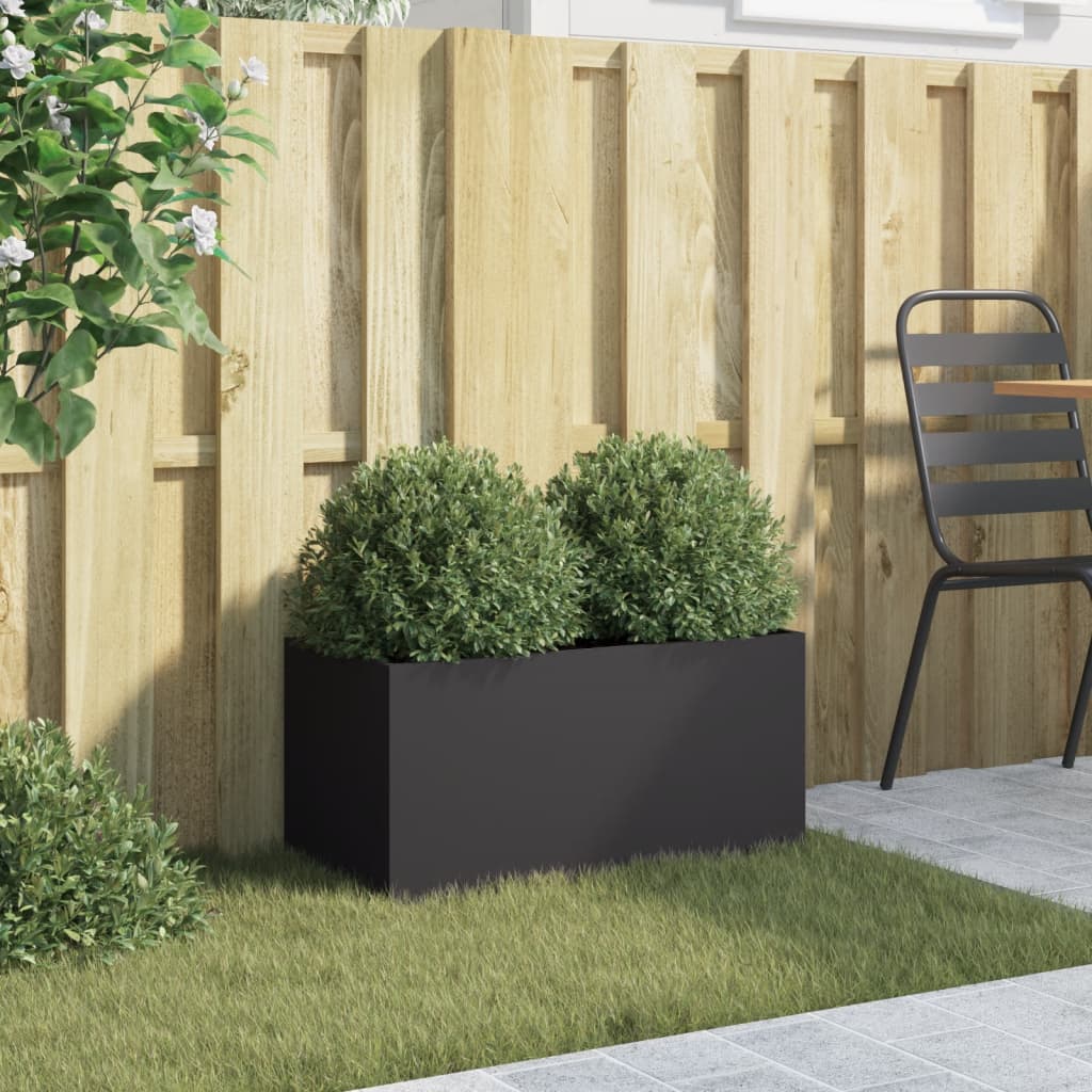 vidaXL Jardinera acero negro 62x30x29 cm Negro
