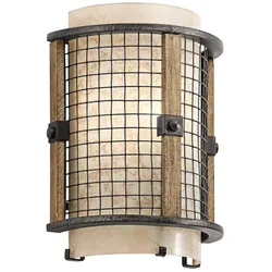 Wandlampe Leuchte Flurlampe Amboss Eisengitter H 25,4 cm Flurleuchte 1 Flammig