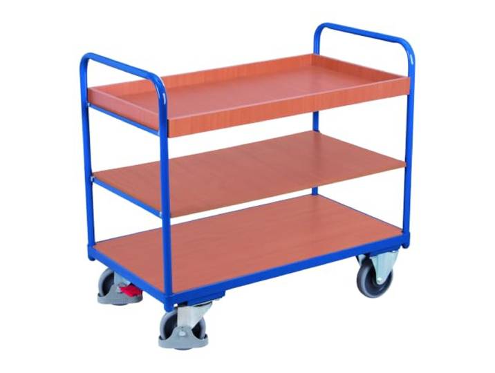 VARIOfit Etagenwagen niedrig 1.000 x 700 mm 2 Böden und 1 Tablett