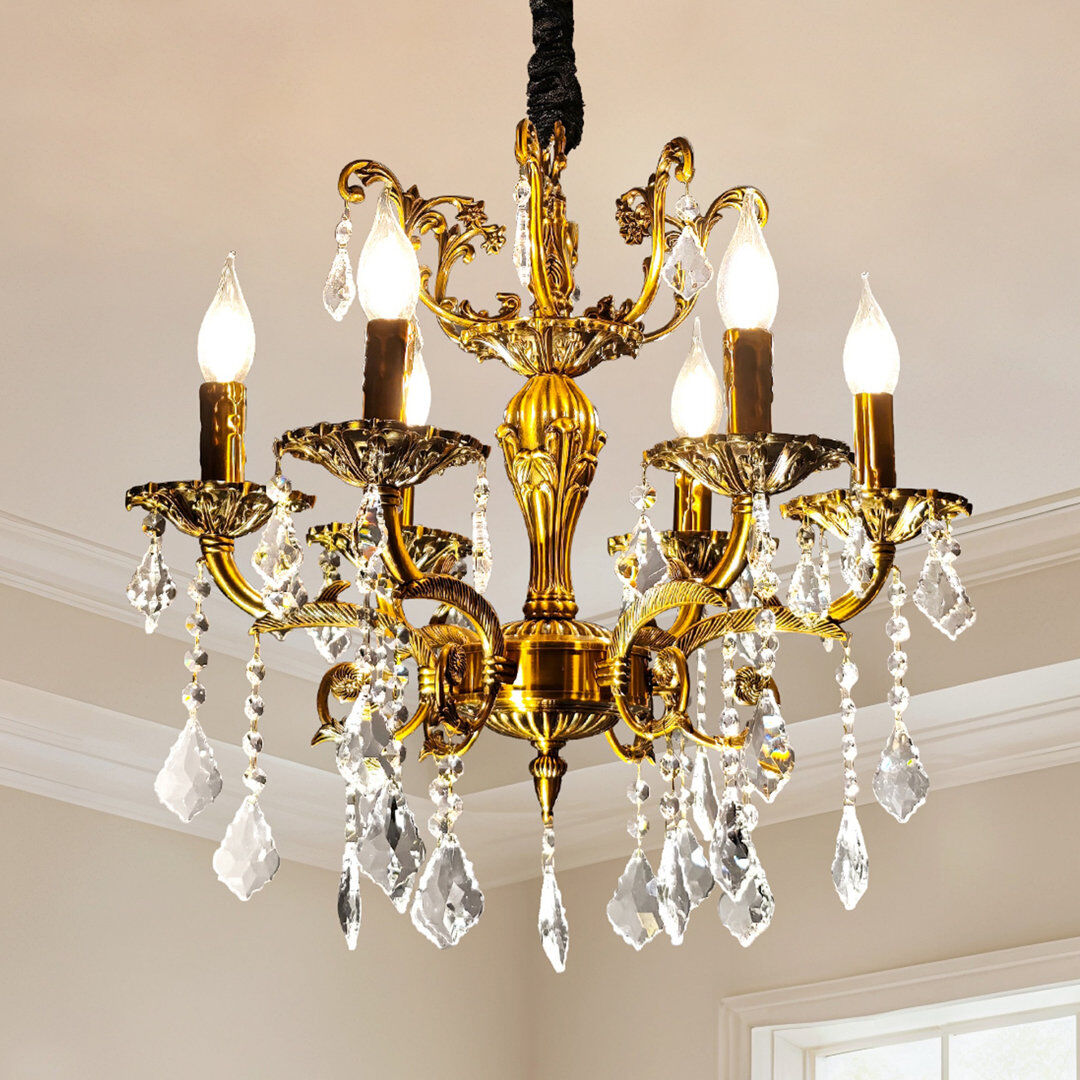 Rosdorf Park Chandelier Antique Brass 99cm H X 55cm W