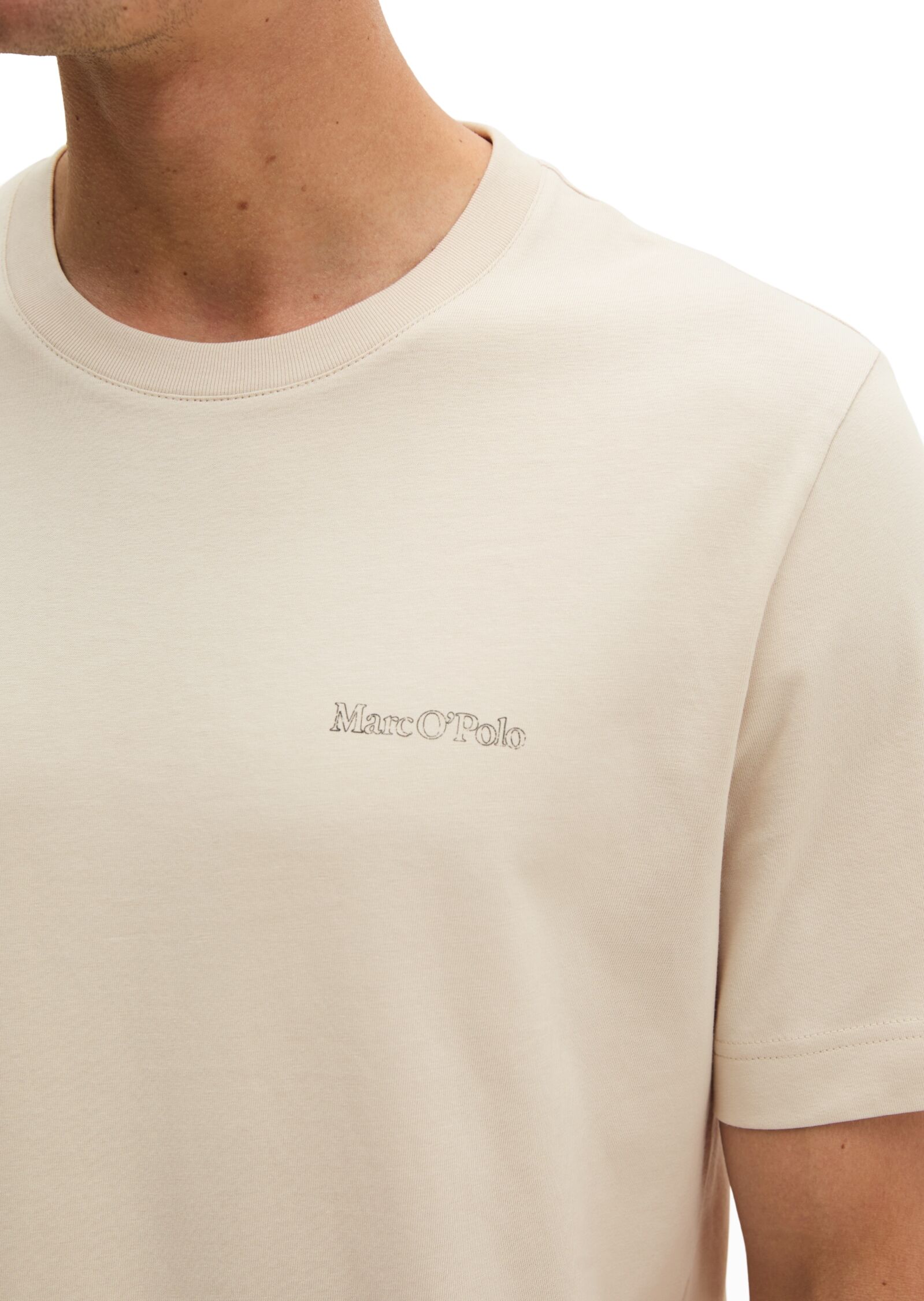 Marc O' Polo T-Shirt MARC O'POLO, Herren, Gr. S, grau silk, Jersey, Obermaterial: 100% Baumwolle, regular fit normal, Rundhals, Shirts T-Shirt, regular aus regenerativer Bio-Baumwolle, Rückenprint