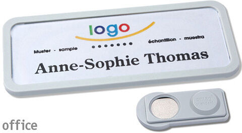 badgetec 10 Unità - Targhette portanome OFFICE magnetiche Magnete smag&reg;   grigio   75 x 27 mm, Plastica
