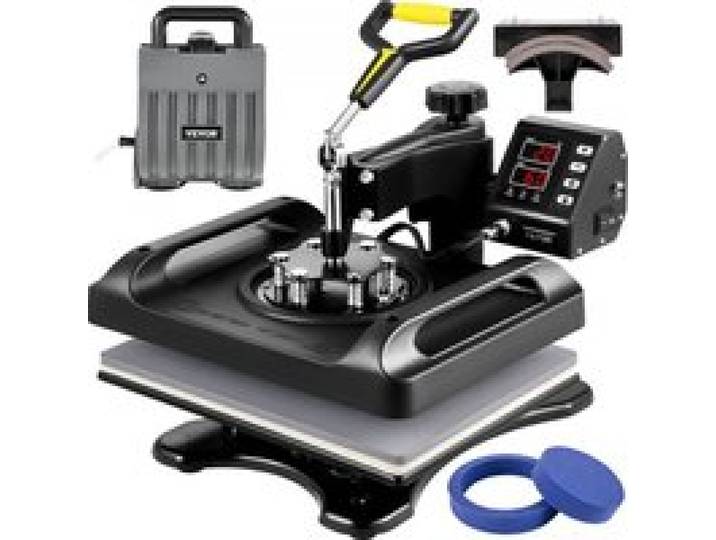 VEVOR Heat Press Machine, 5 in 1 Heat Press Printer 1000 W Heat Transfer Machine, 29 x 38 cm Textielpers Drukmachine 20 misschien 25 Diameter, Heat Transfer Print Zwart 200 ℃ Kleding Heat Press