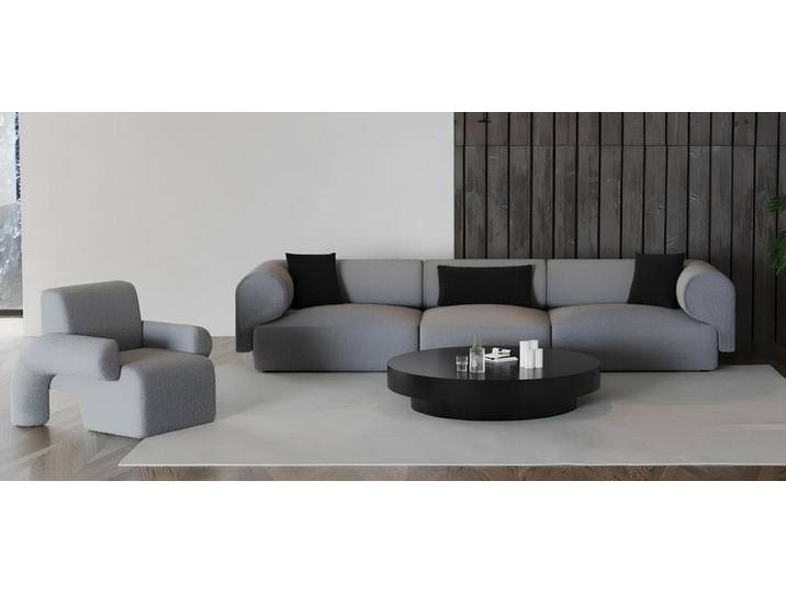 Xlmoebel Sofa XLMOEBEL graues Sofa mit pflegeleichtem Polsterstoff und hohem Komfort, 1 Teile, Made in Europa