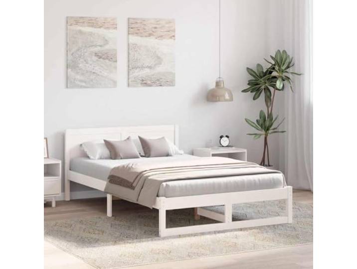 KTHLBRH Bettgestell, weiß, 120 x 200 cm, Kiefer massiv Minimalistisches Design, robustes Holz, einfache Montage, täglicher Gebrauch