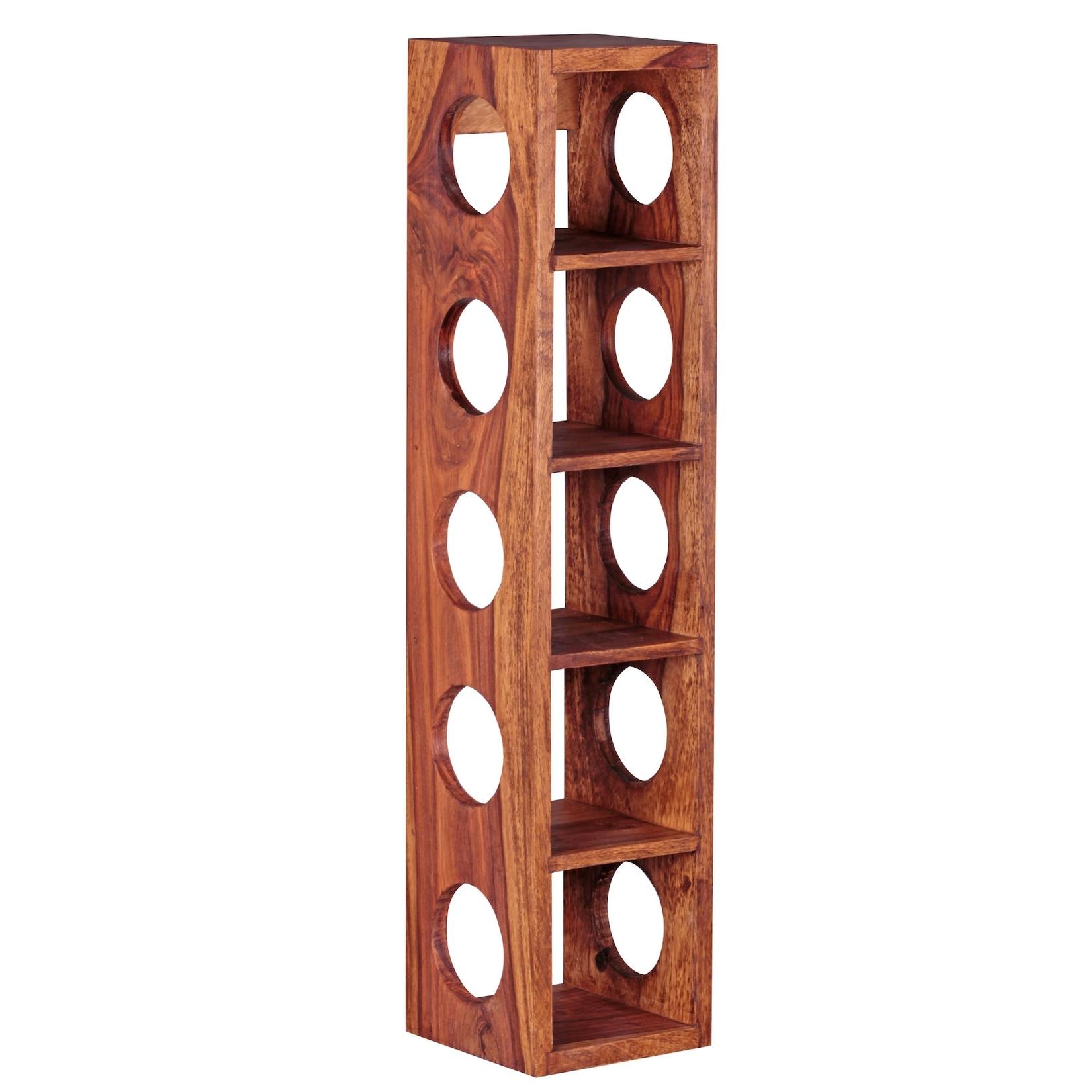 KADIMA DESIGN Weinregal NAKO Massivholz: 70x15x15 cm, 5 Ablagefächer, Wandmontage, Sheesham