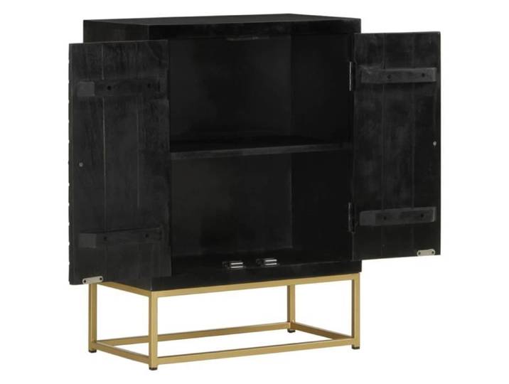 Buffet - SALUTUYA - SM2080 - Noir et doré - 2 portes - Bois de manguier massif