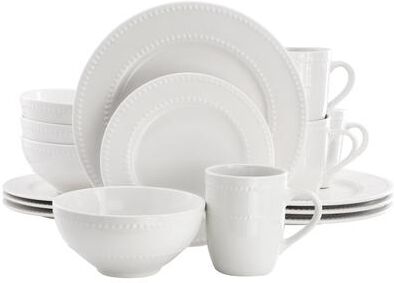 Elama 16 Piece Stoneware Dinnerware Set in White