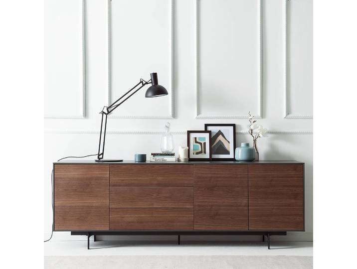 Furniertes Sideboard PAYARA 208 x 72 x 45cm Braun/Walnuss/Dunkelgrau