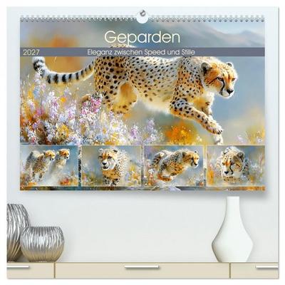 Geparden. Eleganz zwischen Speed und Stille (hochwertiger Premium Wandkalender 2027 DIN A2 quer), Kunstdruck in Hochglanz
