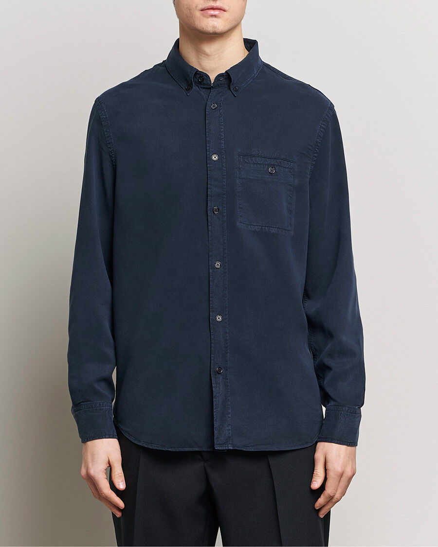 Filippa K Zachary Lyocell Shirt Navy men 50 Blå