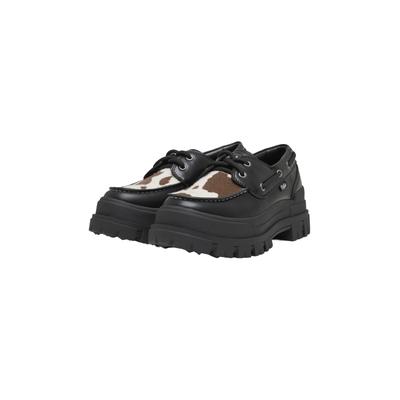 Loafer BUFFALO "Buffalo ASPHA BOAT", Damen, Gr. 36, schwarz (fur), Polyurethan, Schuhe Loafer