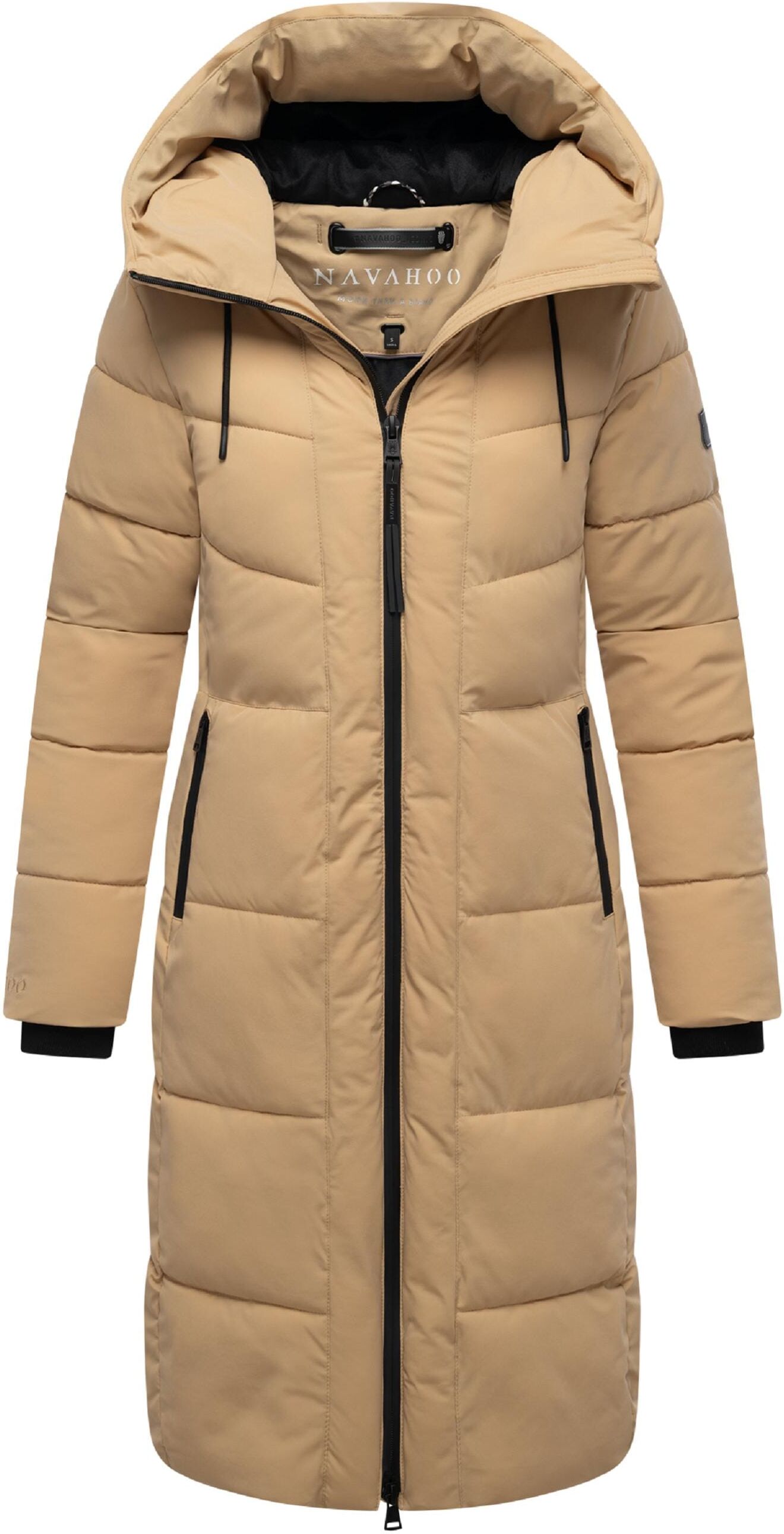 Steppmantel NAVAHOO "Steppmantel Schokokuss XIV", Damen, Gr. XS, beige (sand), Obermaterial: 92% Nylon NY. 8% Elasthan EL.  Obermaterial: Futter: 100% Polyester PES. 100% Polyester PES., Mäntel Steppmantel