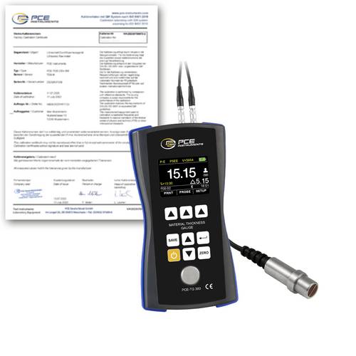 PCE Instruments Materialdickenmessgerät PCE-TG 300-NO5-ICA inkl. ISO-Zertifikat |1 ... 600mm |Sensor 5MHz ⌀10mm |USB