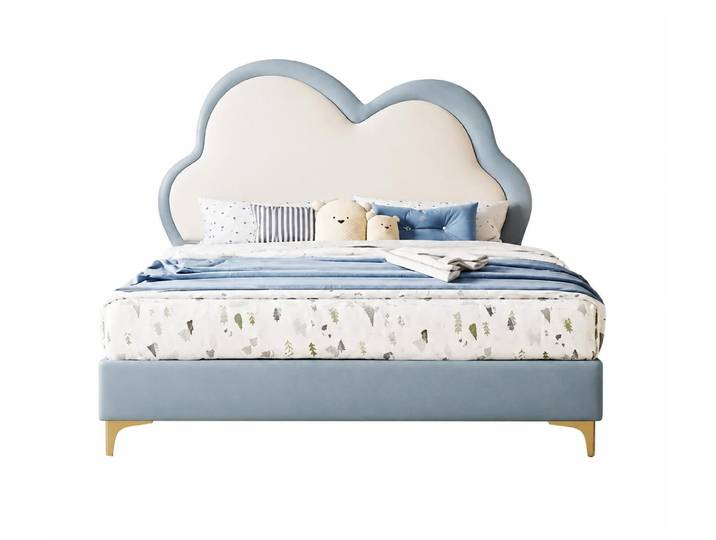 JVmoebel Kinderbett Blaues Kinderbett Wolke Jugendbett Hochwertige Kindermöbel, Made in Europa