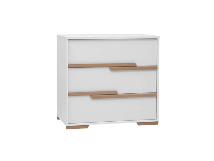 Commode 3 tiroirs Pinio Snap Blanc et bois