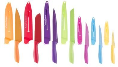 Classic Cuisine 14 Piece Colored Knife Set with Sheaths - Pro Grade