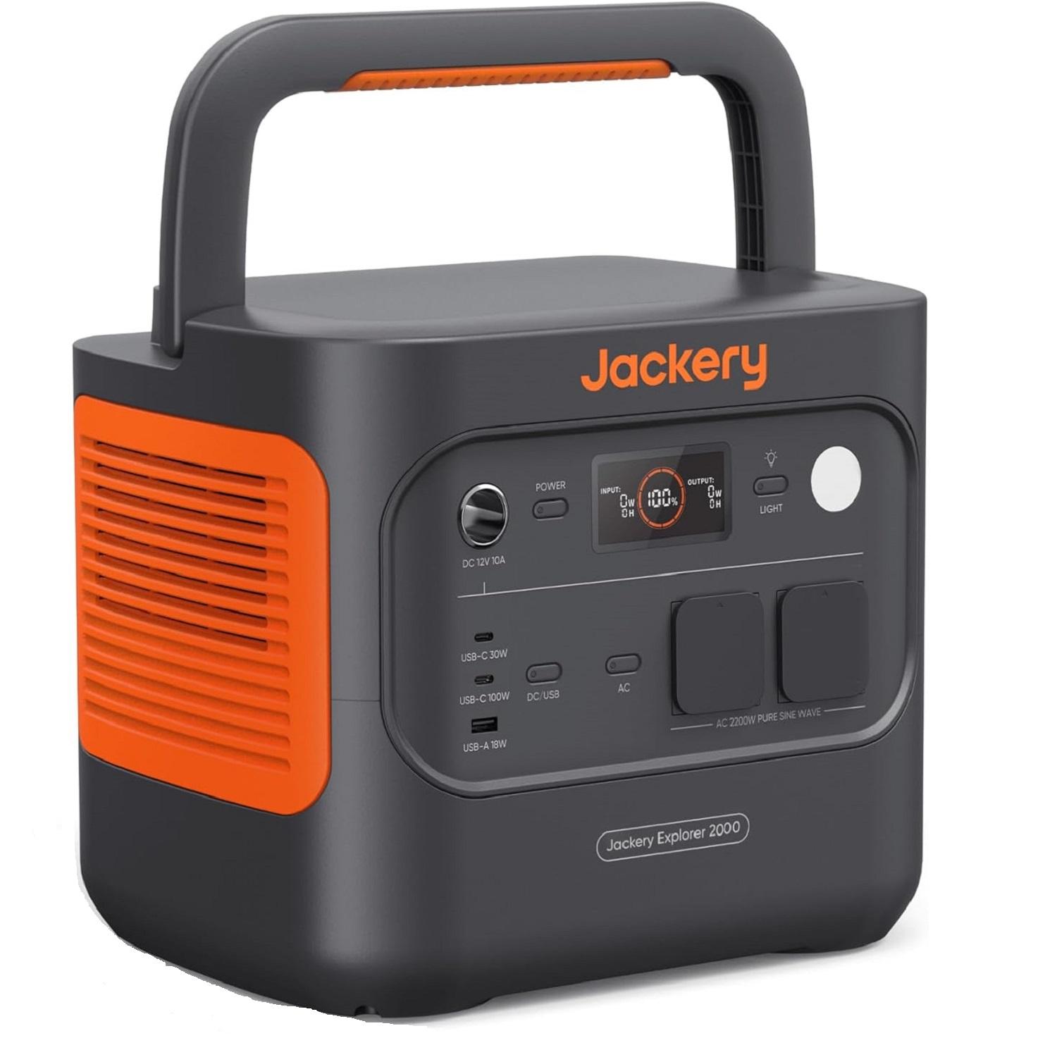 Jackery E2000 v2 tragbare Powerstation, LiFePO4 Akku, 2042Wh/2200W Solargenerator (Max 4400W), Schnellladung von 0-80% in 52 Min für Notfall, Camping