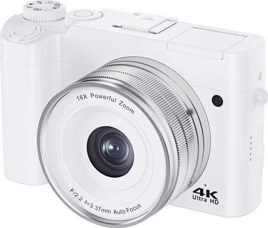 Zelurxx HD Touchscreen 4K Digitale Micro-camera met dubbele camera, 32GB, wit