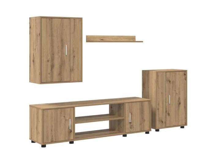 Sarazyj®Banc TV - meuble hifi - Marron Ensemble meuble TV - Lot de 4 - chêne artisanal - bois d'ingénierie - 19801