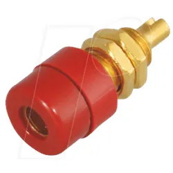 BIL 20 AU RT - Einbaubuchse, 4 mm, Lötanschluss, rot, vergoldet