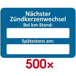 EICHNER 2 Rollen je 250 Kundendienst-Aufkleber »Nächster Zündkerzenwechsel« blau, 6x4 cm