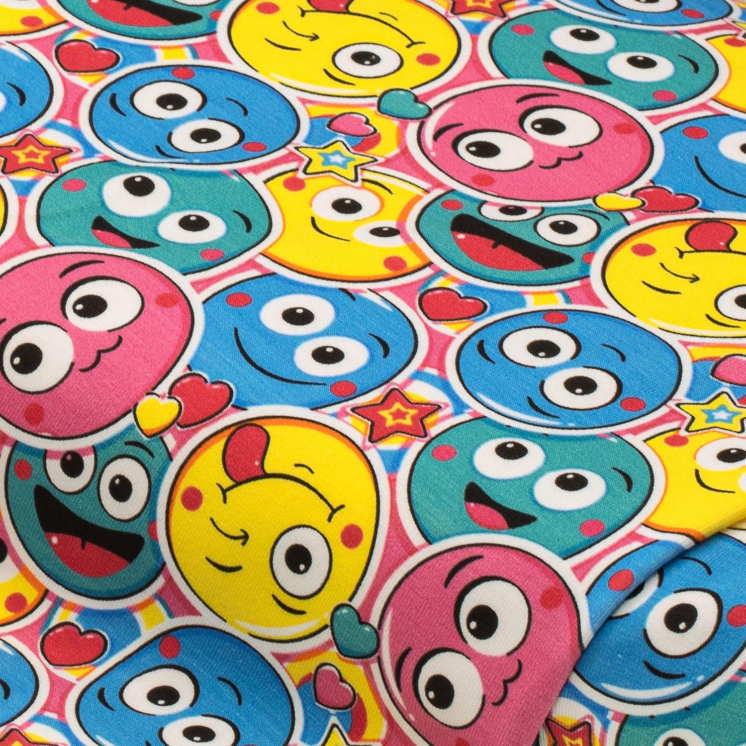 Baumwoll-Jersey "Smiley" mit Elasthan, bunt