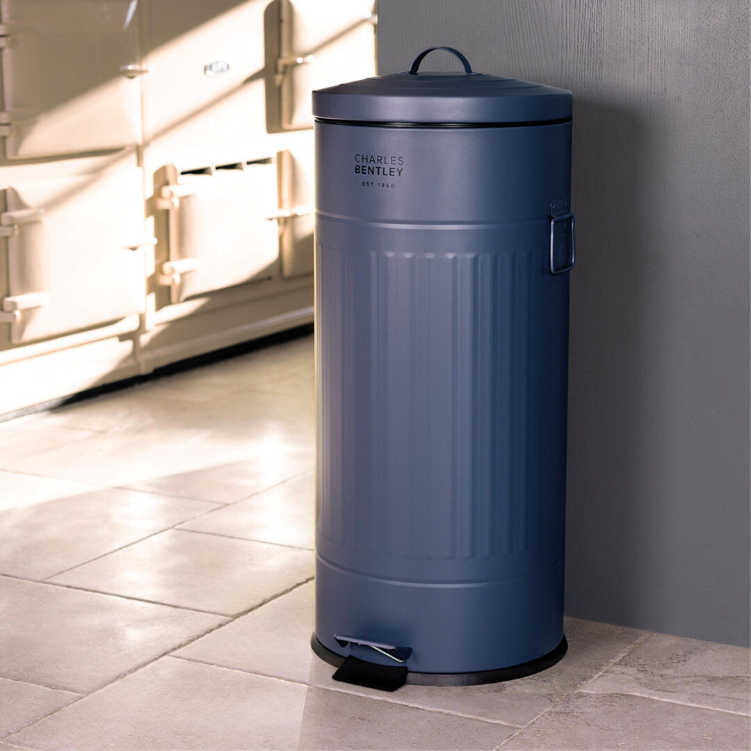 Charles Bentley Steel Step On Kitchen Rubbish Bin Blue