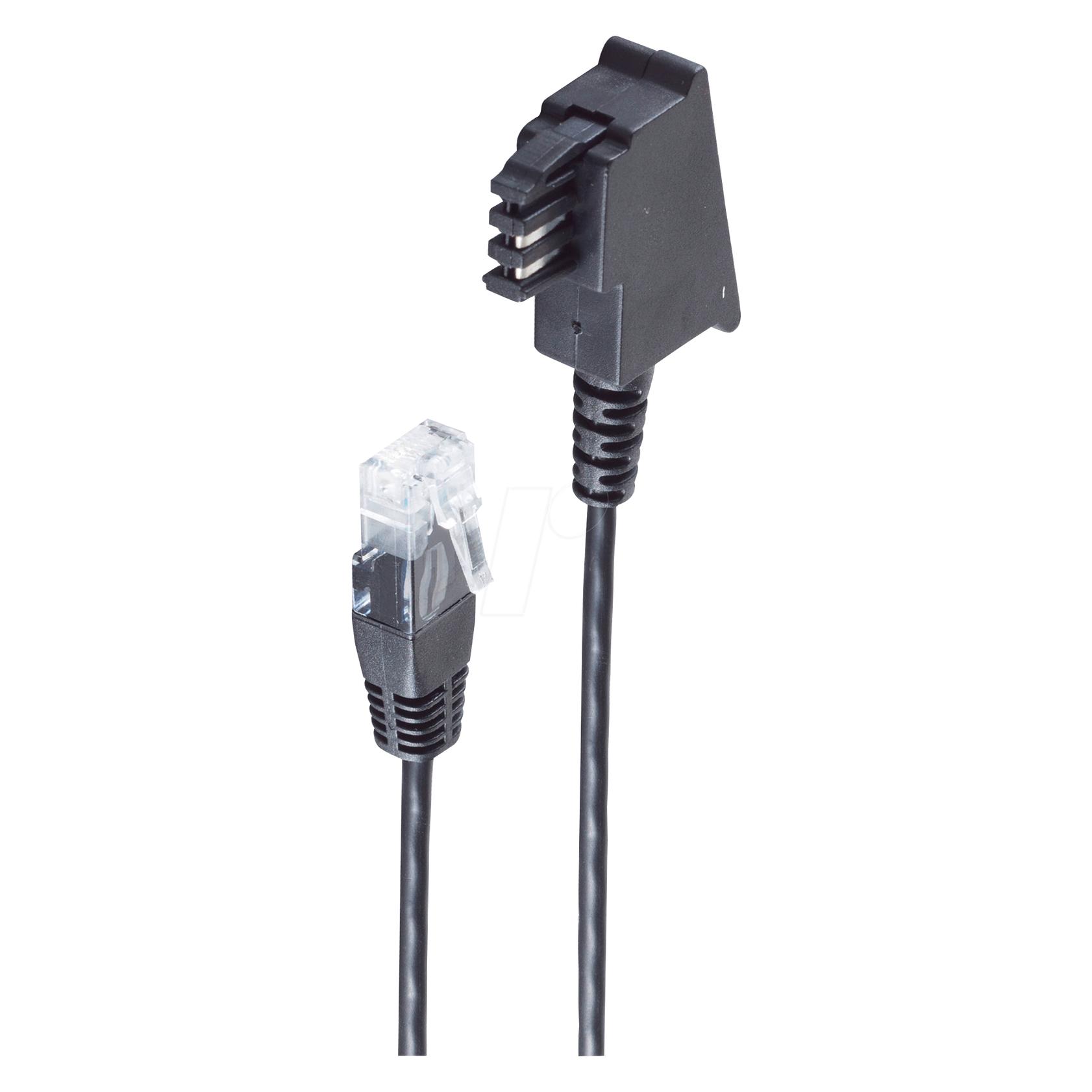 Shiverpeaks -BASIC-S--Telefonanschlusskabel-TAE-F-Stecker auf RJ45-Stecker, DSL-VDSL-Routerkabel, schwarz, 15,0 (BS12-09085)