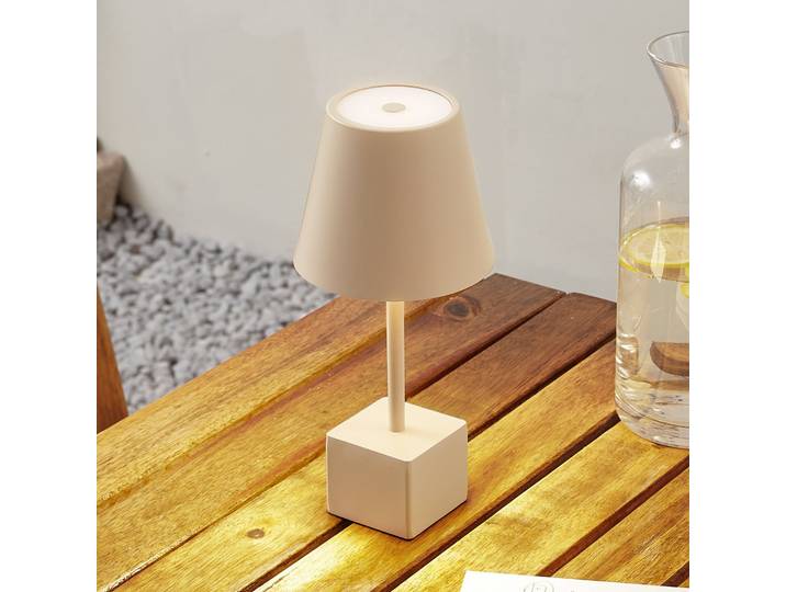 Janea Cube Portable Tischleuchte Dim. IP54 Beige - Lindby - Terrasse - Modern - Metall - Einflammig