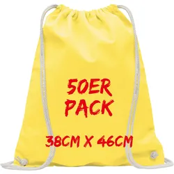 Texxilla Turnbeutel Mehrpack mit robusten Zugbändern, Gelb, gelb