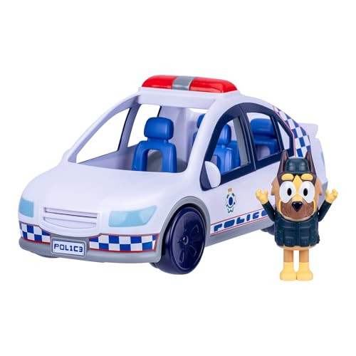 Moose Toys Bluey Politieauto met geluid en licht, inclusief politieagent en stickers, Meerkleurig