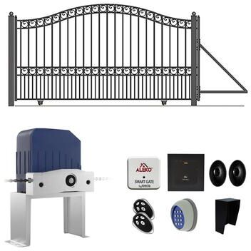 ALEKO Garden Steel Single Sliding 12 ft Driveway Gate Munich Style with Gate Opener