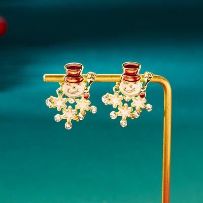 Multicon Wholesale Hub Cute Snowman, Colorful Crystal Zircon, Dangle Earrings For Women, Christmas Tree Snowflake Bow, Xmas New Year Party Gift 2