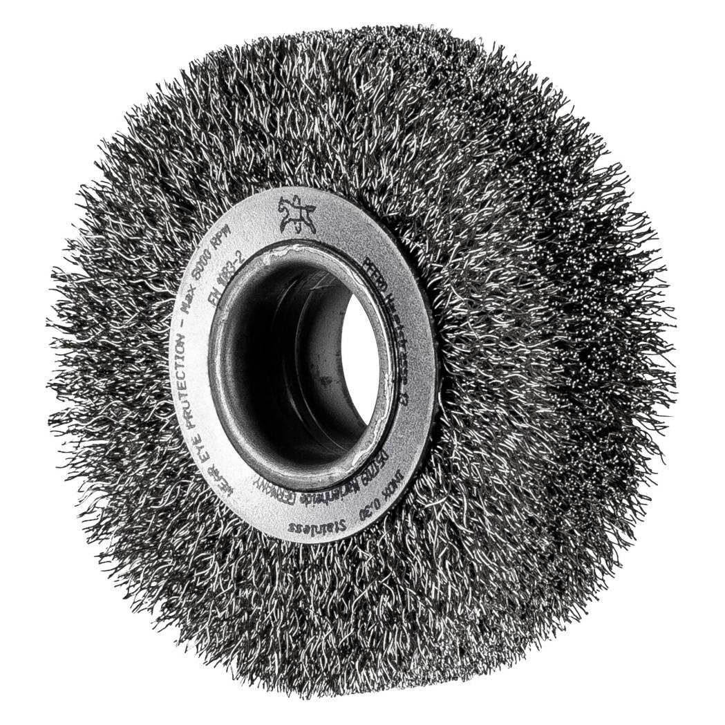 Pferd POS Rundbürste breit ungezopft RBU O80x20xvariable Bohrung Edelstahl-Draht-O0.25 (43701108)