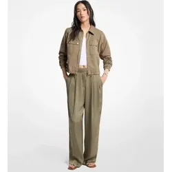 Michael Kors für Damen. MT530VRAYJ Weit geschnittene drapierte Satinhose
grün (42), Lässig, Polyester
