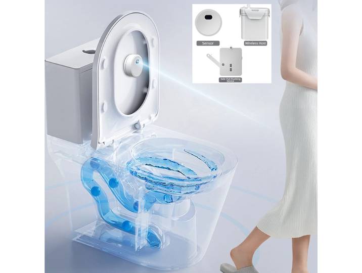 Système de chasse d'eau automatique sans contact pour toilettes, avec capteur et séparateur d'eau intégré, et pièces détachées pour WC