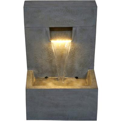 ACQUAARTE Gartenbrunnen "Wasserspiel Wasserfall POSADA", grau, Wasserspiele, Komplettset mit LED-Beleuchtung, Becken und Pumpe