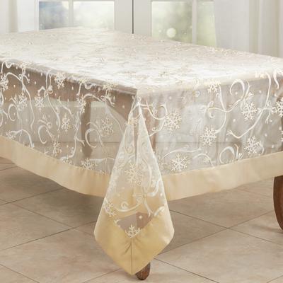 Saro Lifestyle Printed Tablecloth With Snowflake and Ribbon Design