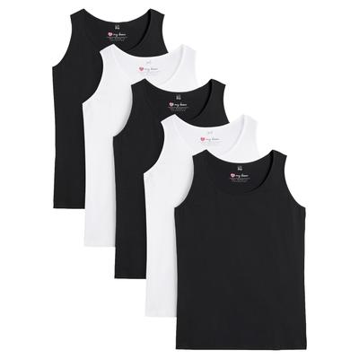Longtop BONPRIX, Damen, Gr. 40/42 (M), schwarz-weiß (schwarz, schwarz, schwarz, weiß, weiß), Jersey, Obermaterial: 100% Baumwolle, figurumspielend Po-bedeckend, Rundhals, eingefasste Kante, Tops, figurumspielende Passform, po-bedeckend