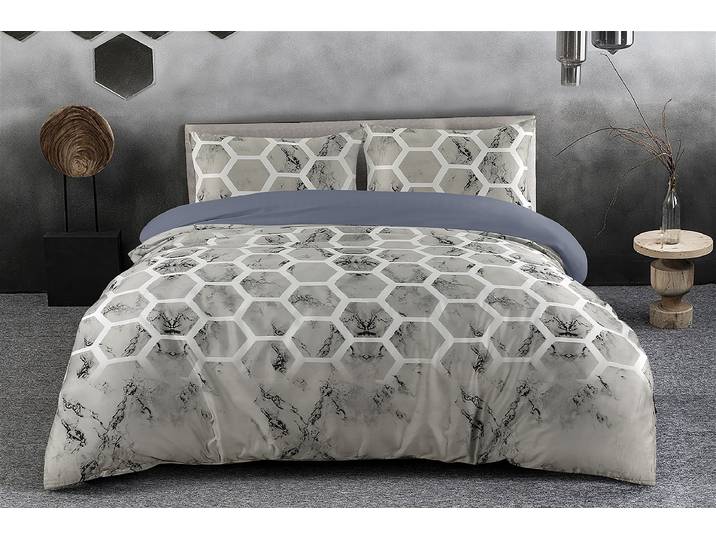 Linge de lit satin Aventura 140 x 200 cm + coussin 50 x 75 cm Gris