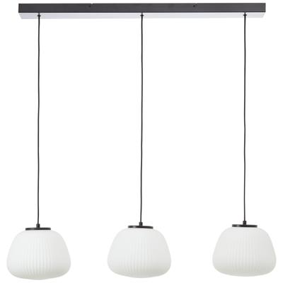 BRILLIANT Pendelleuchte "Kaizen", weiß (matt schwarz, weiß), 3, 1 Stk., Leuchten, 176 x 105 x 25 cm, 3 x E27, kürzbar, Riffelglas, weiß/schwarz, Pendelleuchte
