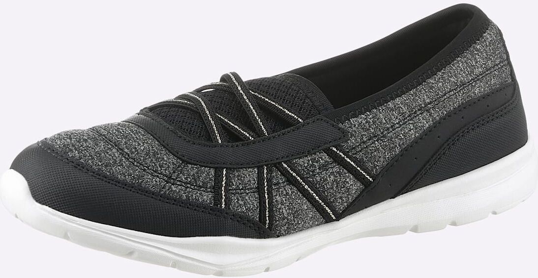 Slipper HEINE, Damen, Gr. 39, Textil, schwarz, Synthetik, Textil, Schuhe Slipper schwarz 39, Textil